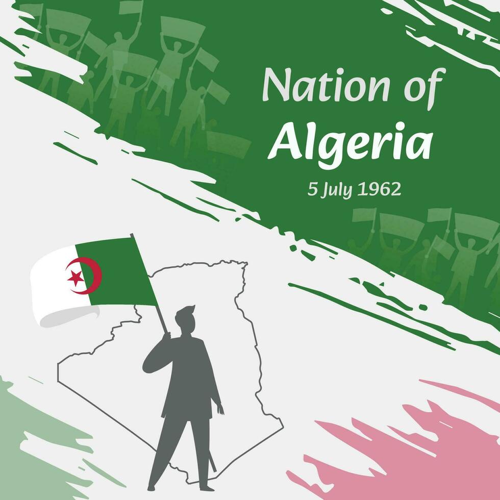 Algeria Independence Day Post Design. July 5th, the day when Algerians made this nation free. Suitable for national days. Perfect concepts for social media posts, greeting cards, covers, banners. vector