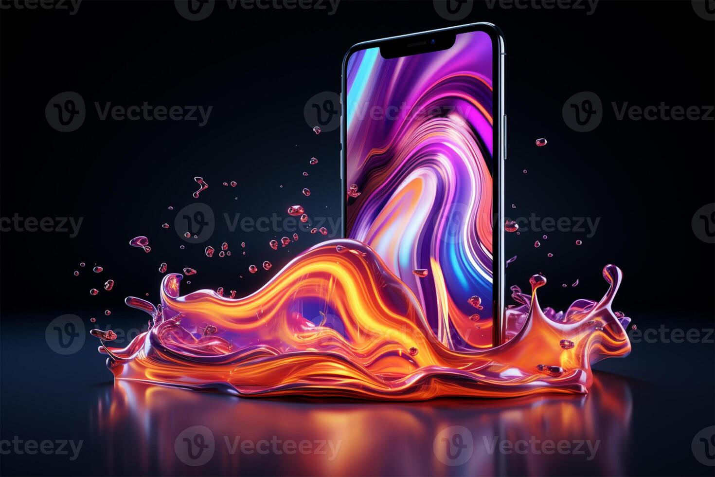 Trendy liquid style shapes abstract design, dynamic smartphone pub concept photo