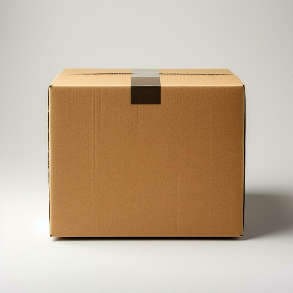 Brown cardboard box on a white background. 3d render image AI Generated photo