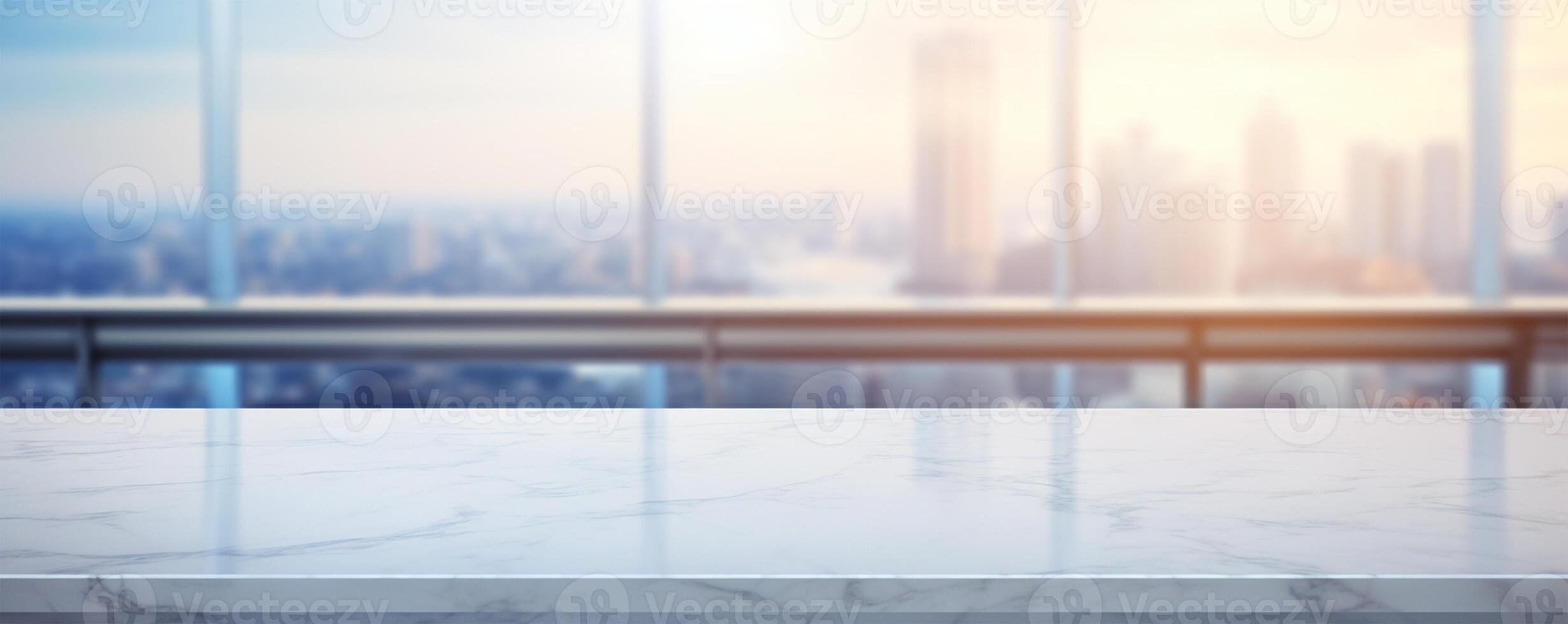 White marble table top and blurred abstract background from photo