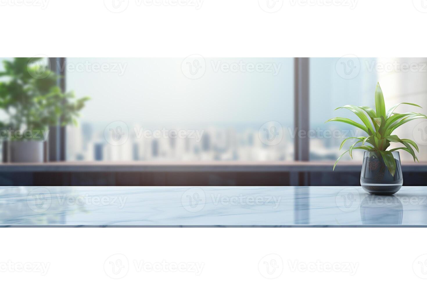 White marble table top and blurred abstract background from photo