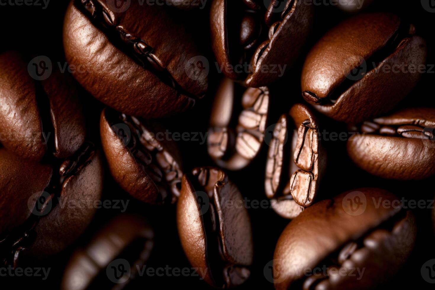 A Pile Of Coffee Beans Sitting On Top Of Each Other. photo