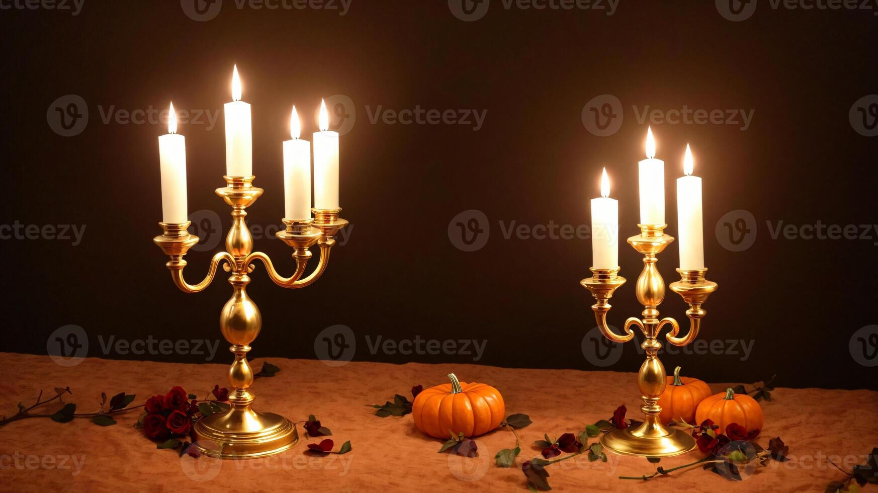 A Group Of Candles Sitting On Top Of A Table. photo