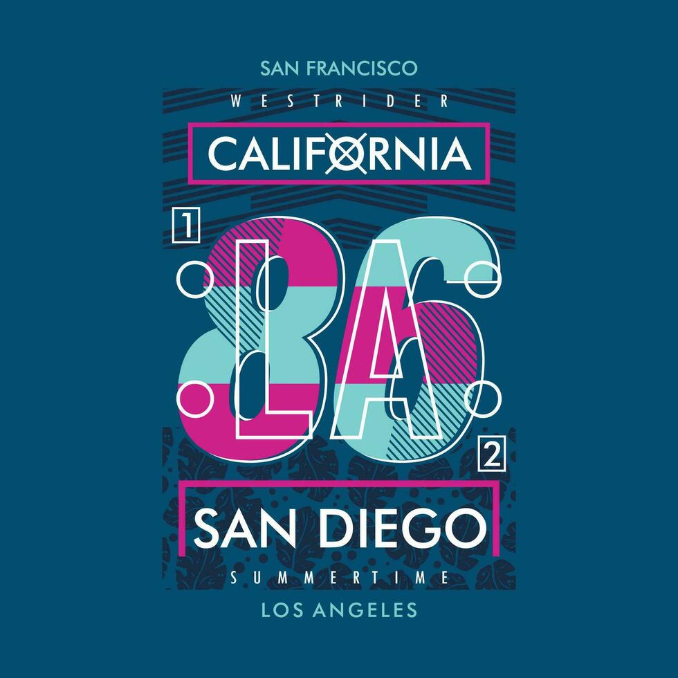 san diego california lettering, abstract graphic, typography vector, t shirt print, casual style, and other use vector