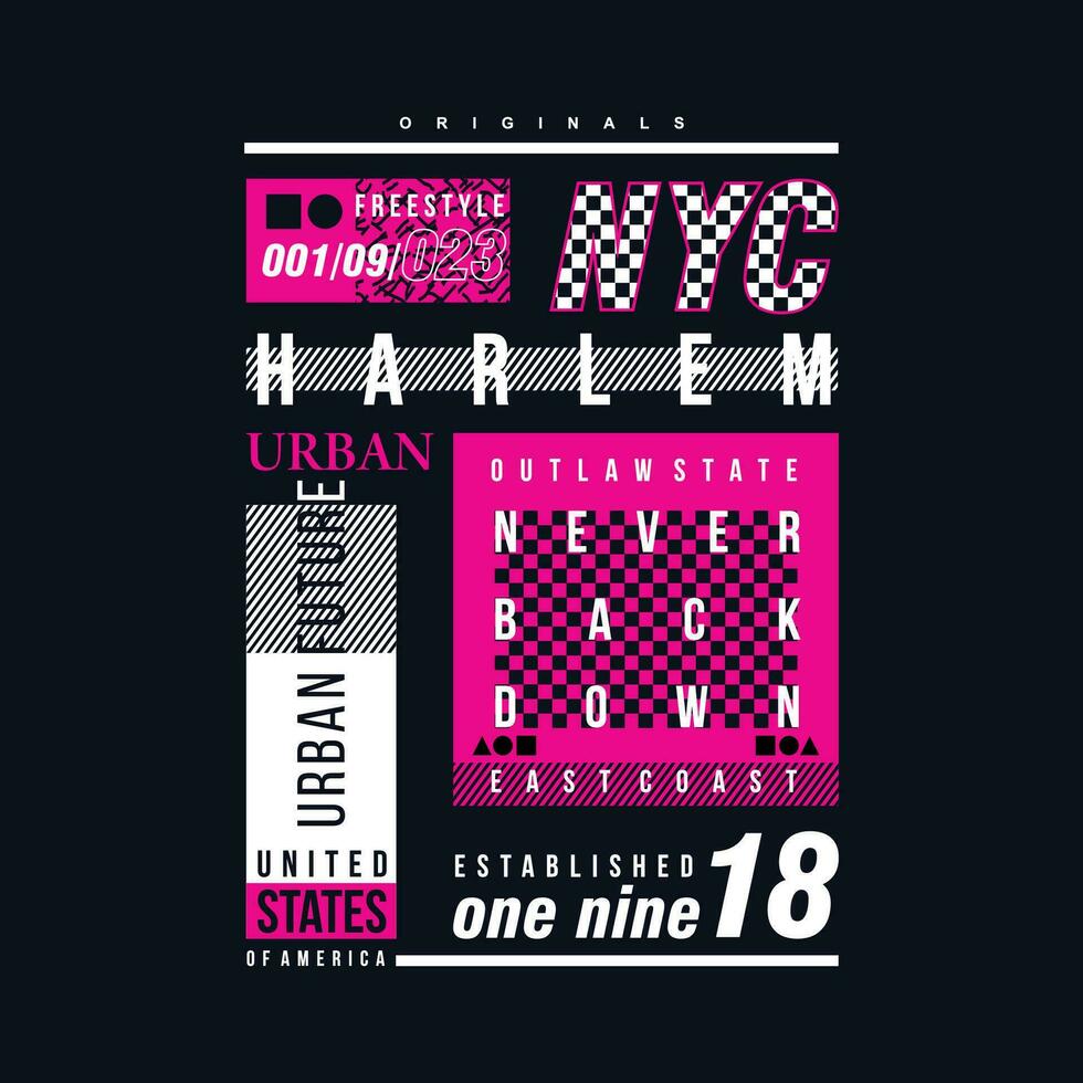 nyc harlem lettering, abstract graphic, typography vector, t shirt print, casual style, and other use vector