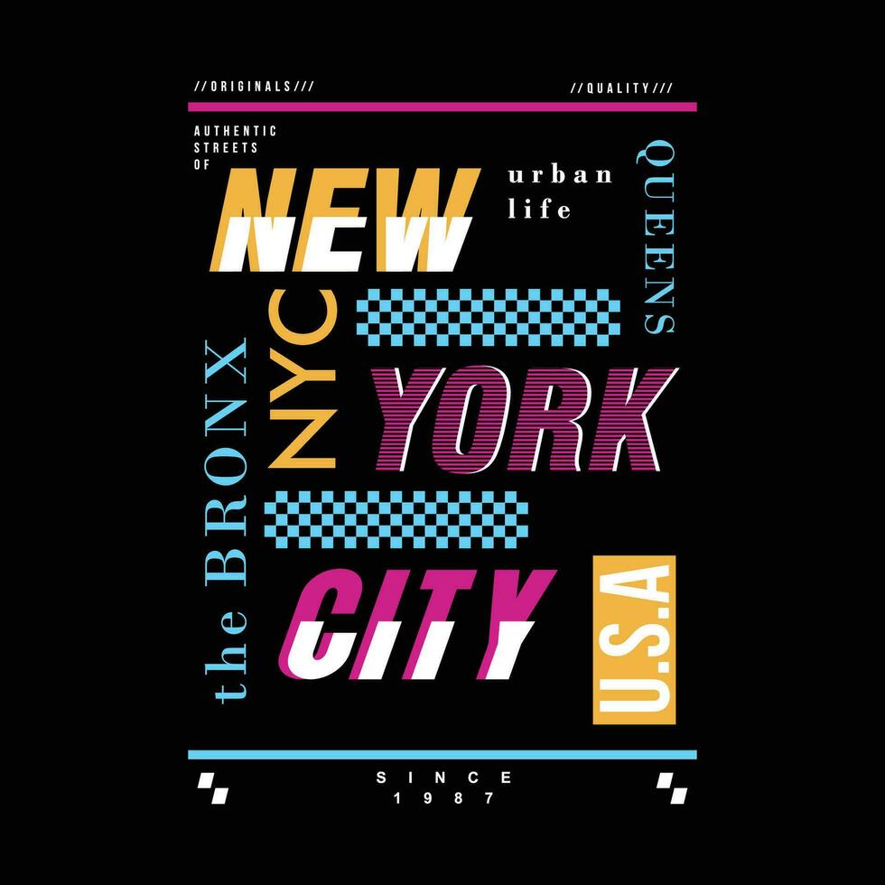 the bronx new york modern and stylish typography slogan. Colorful abstract illustration design with the lines style.     vector print tee shirt, typography, poster. Global swatches.