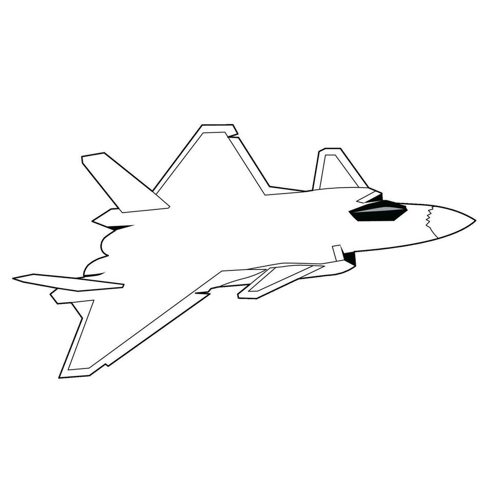 chinese jetfighter black and white vector