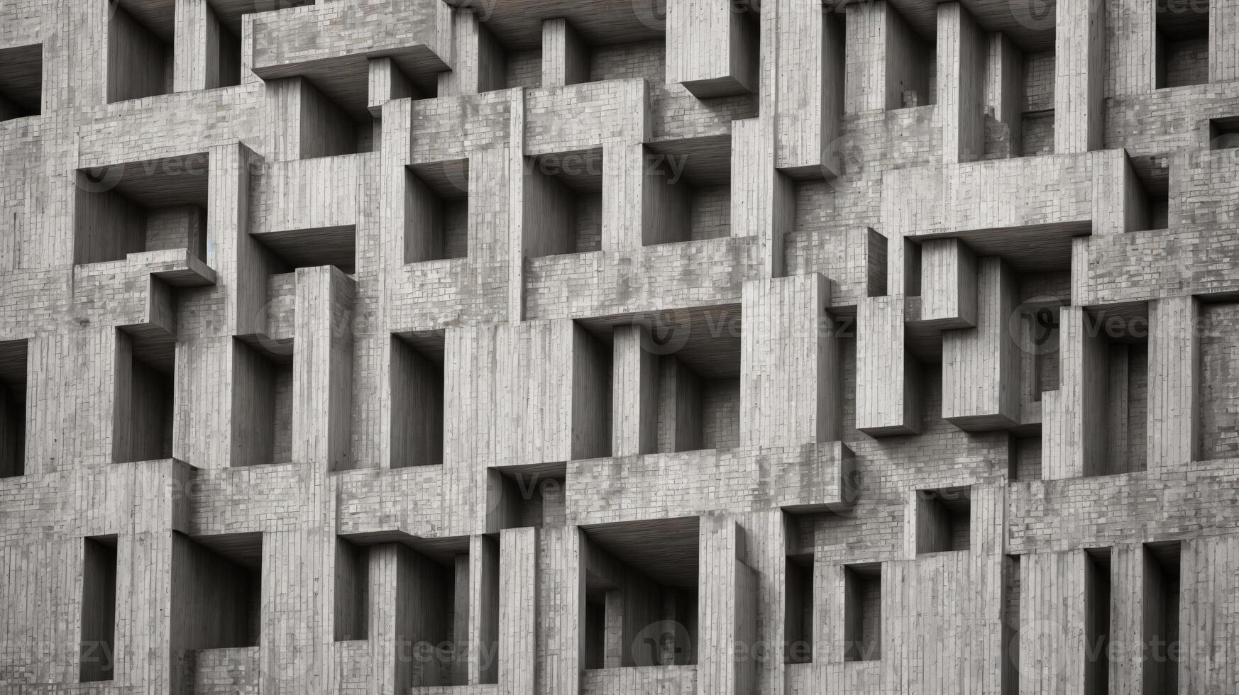 A Black And White Photo Of A Building Made Of Blocks.