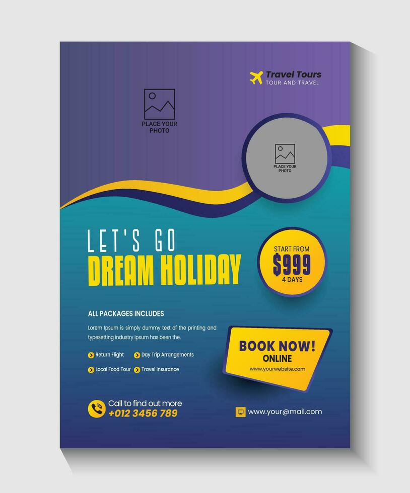 Holiday summer travel vacation tour flyer design template and tourism flyer or traveling poster web ads explore world or travel agency design vector