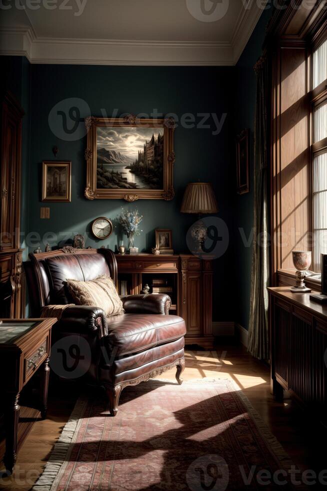 A Living Room Filled With Furniture And A Painting On The Wall. photo