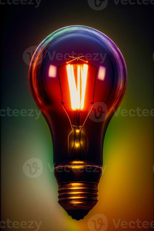 A Close Up Of A Light Bulb On A Black Background. AI Generated photo
