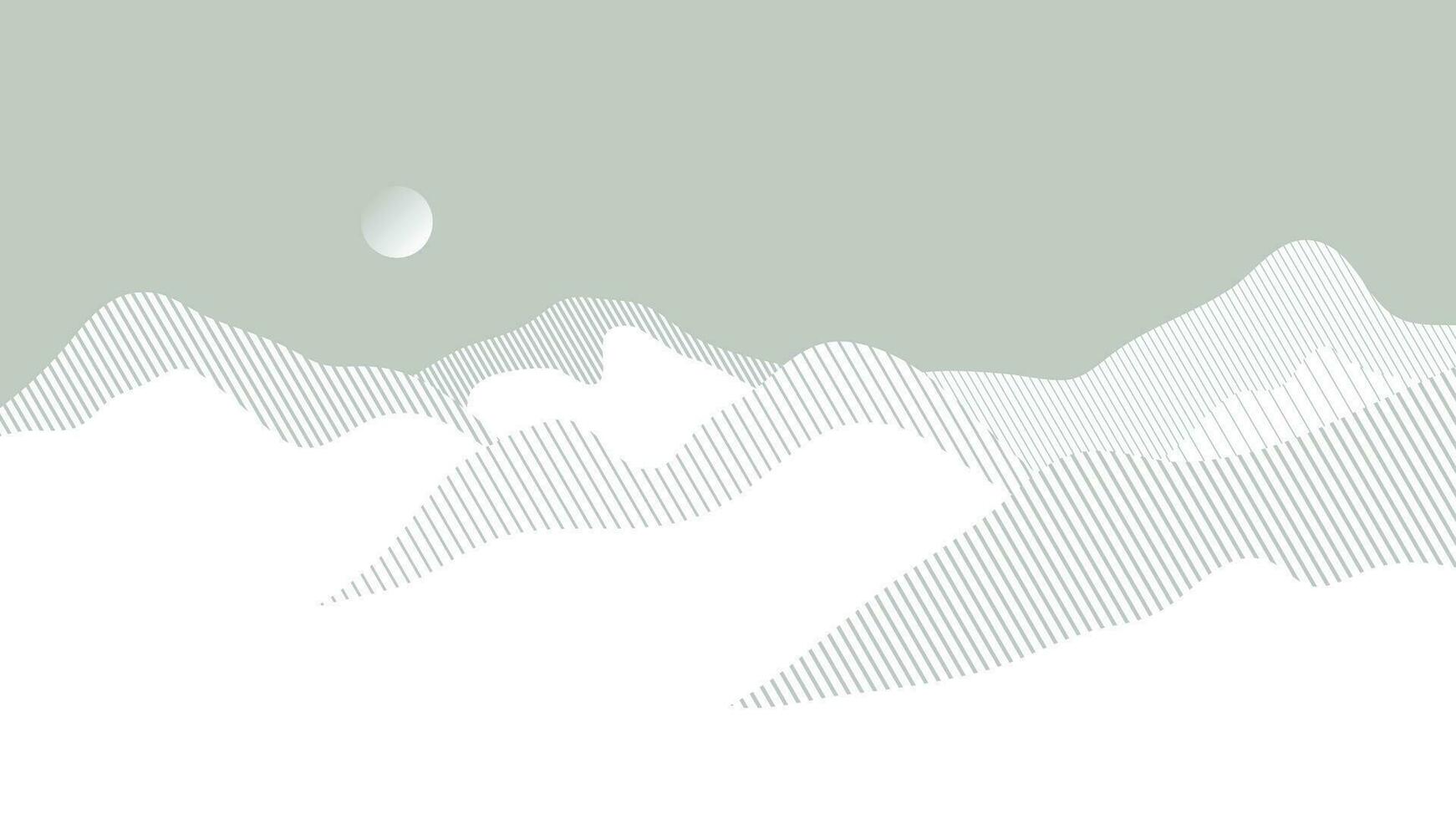 Abstract mountain background vector. Mountain landscape with line effect, halftone, line art texture, moon. color hills art wallpaper design for print, wall art, cover and interior. vector