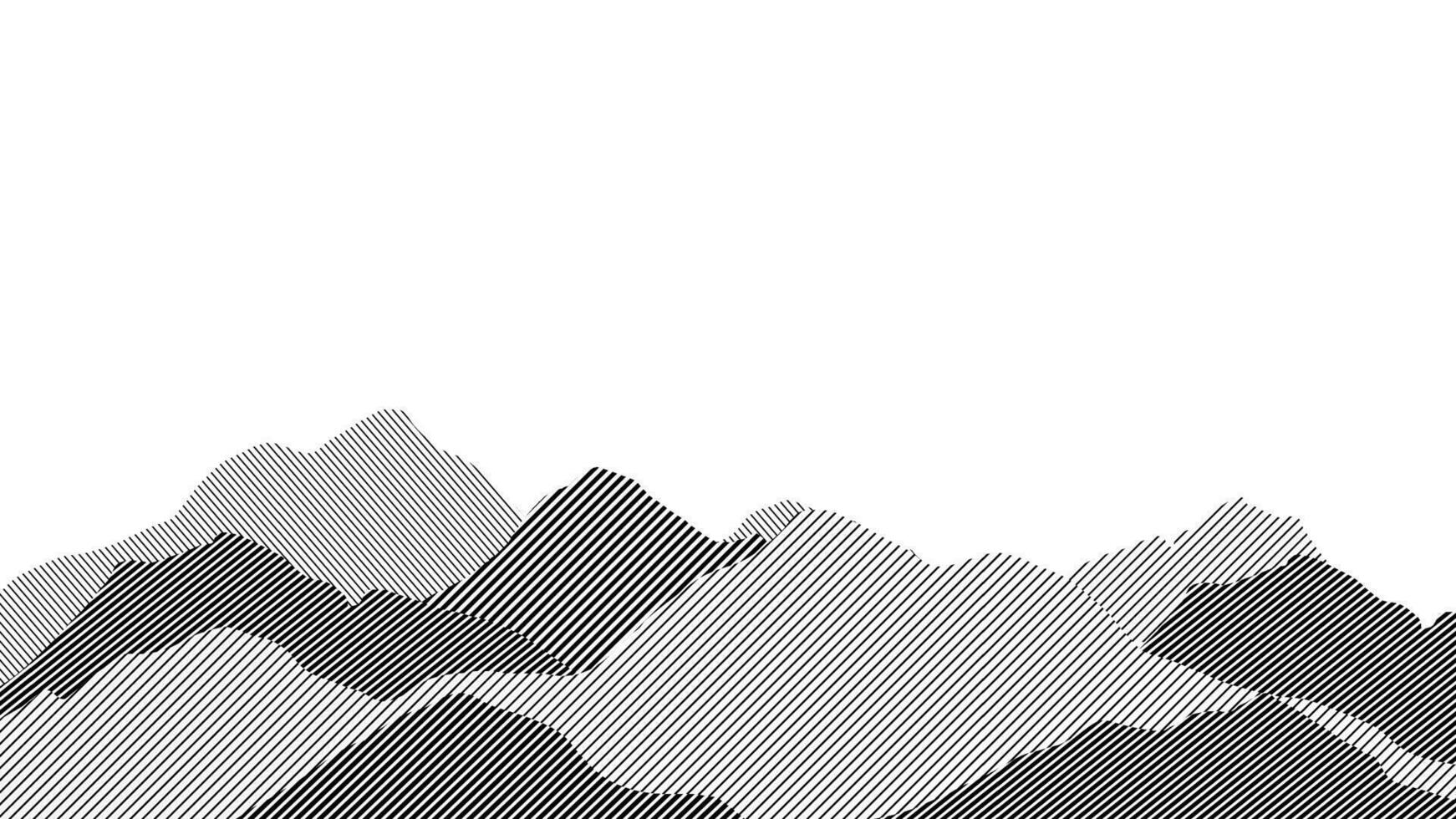 resumen montaña antecedentes vector. montaña paisaje con línea efecto, medios tonos, línea Arte textura. negro y blanco colinas Arte fondo de pantalla diseño para imprimir, pared arte, cubrir y interior. vector