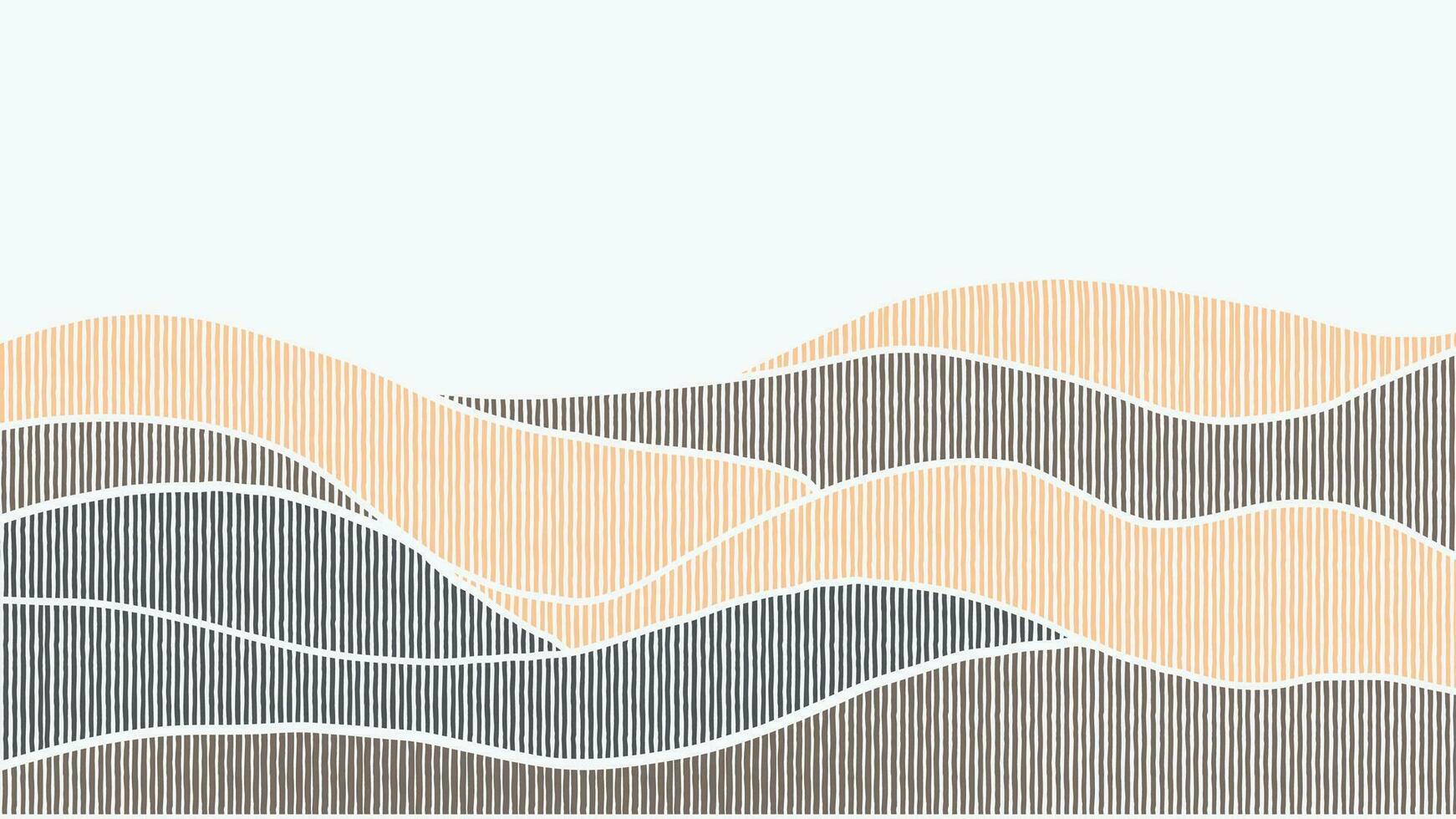 Abstract mountain background vector. Mountain landscape with line art pattern, pen, pencil lines. Grunge noise hills art wallpaper design for print, wall art, cover and interior. vector