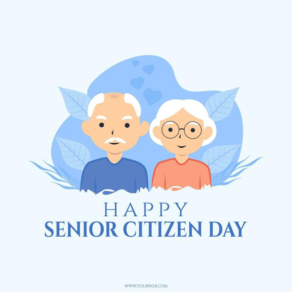 world senior citizen day template design vector with with illustrations of grandparents on modern and flat style