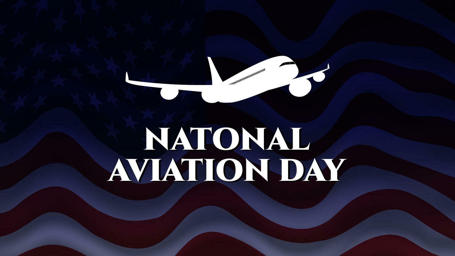 national aviation day design with flaying plane and american flag