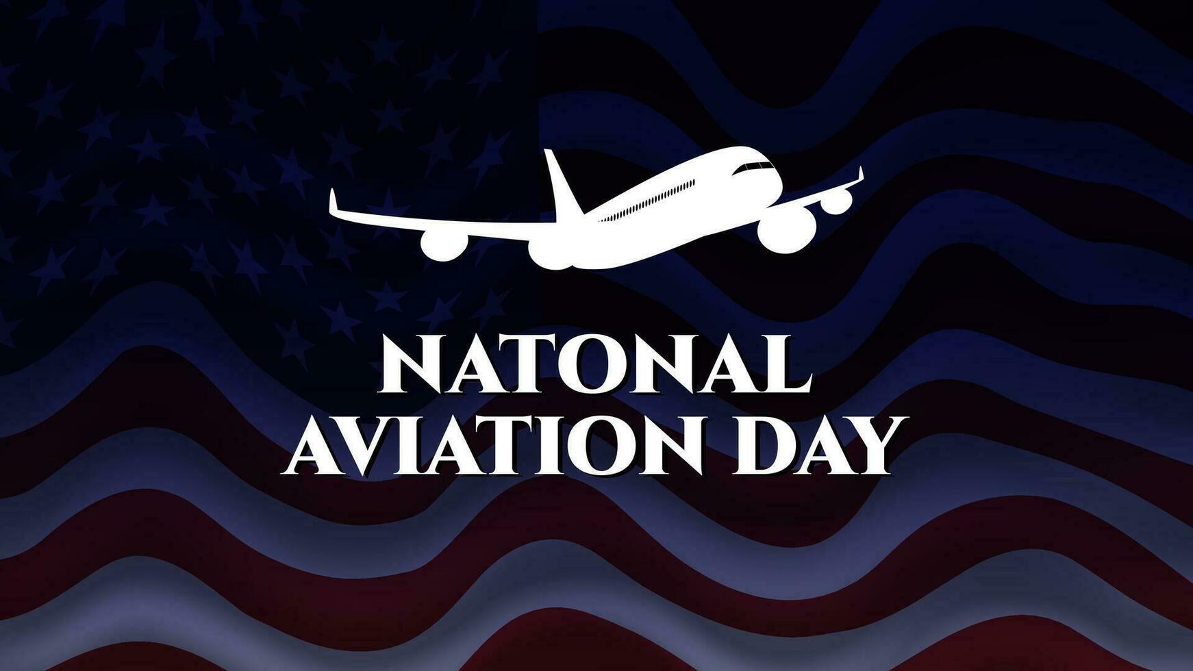 national aviation day design with flaying plane and american flag background vector illustration