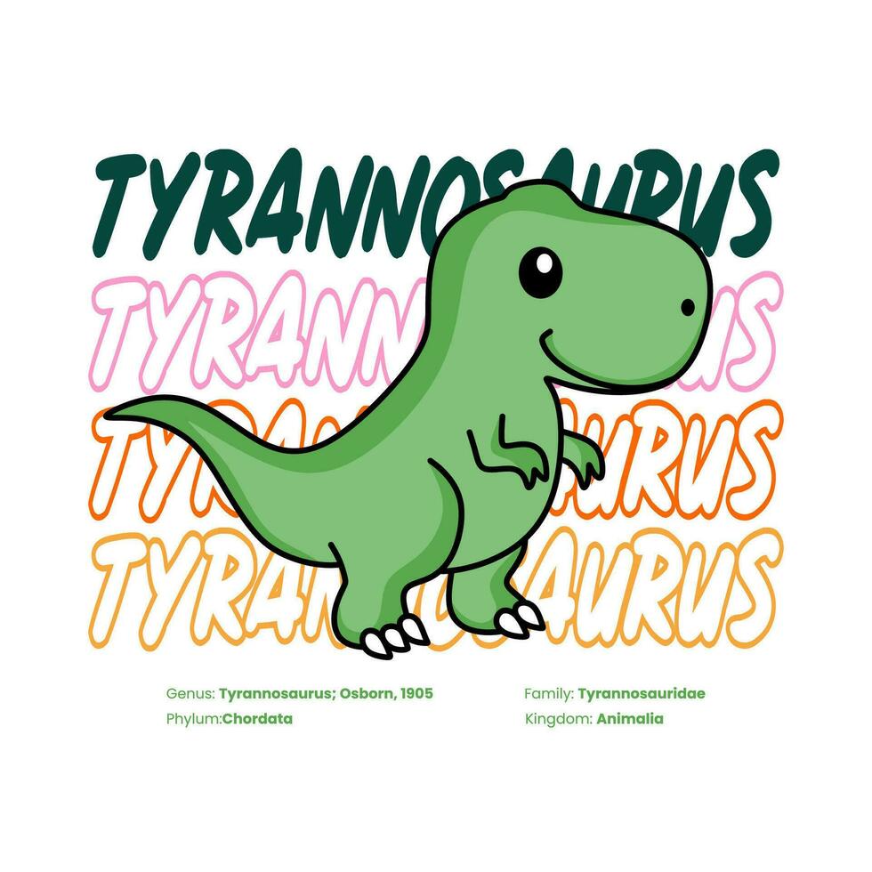 Tyrannosaurus t Rex Cute Kids Shirt Design vector