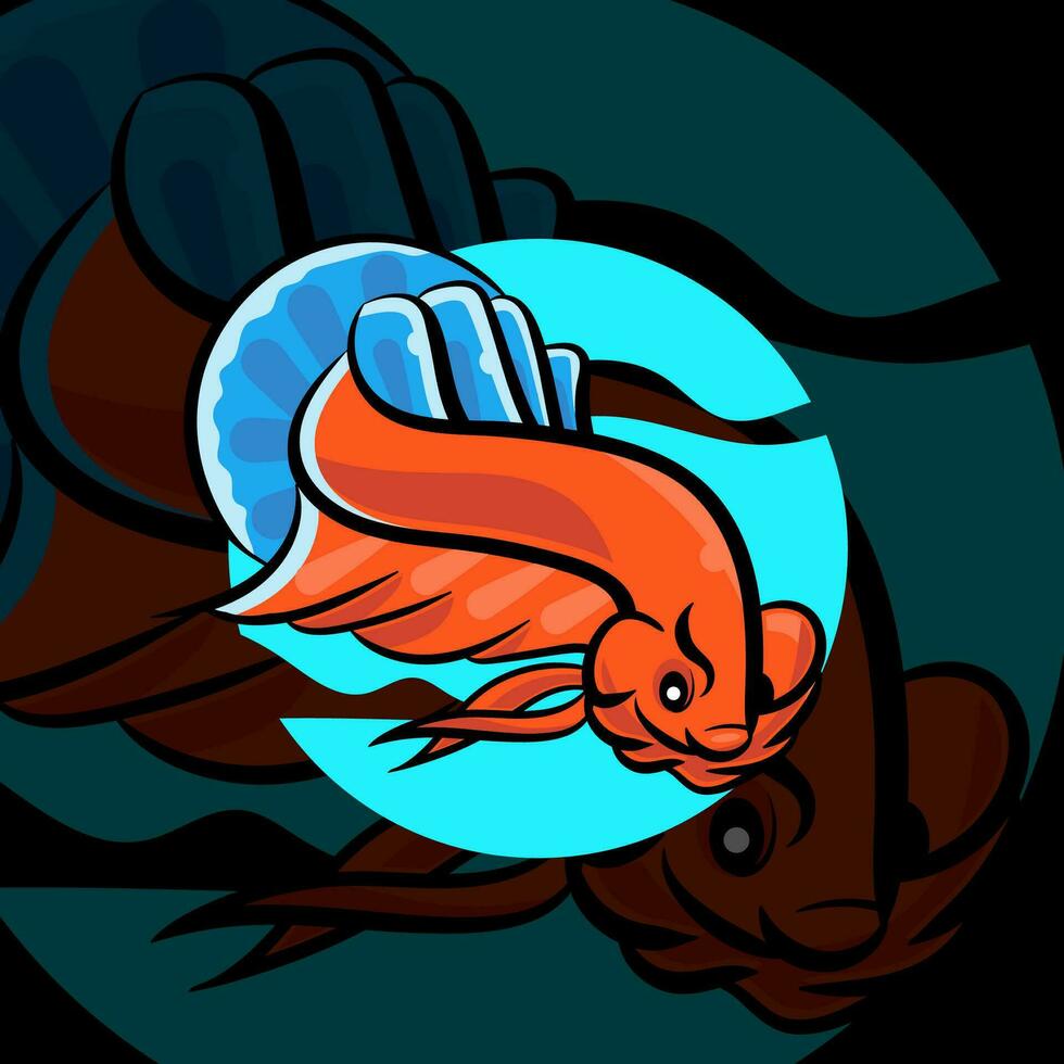 Betta pescado deporte mascota diseño logo vector