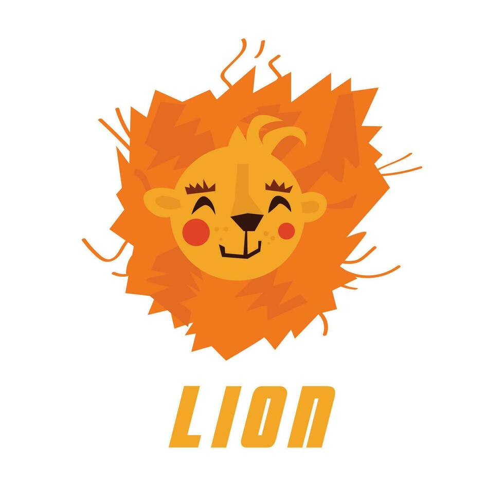 Cute Flat Animal Lion Vector