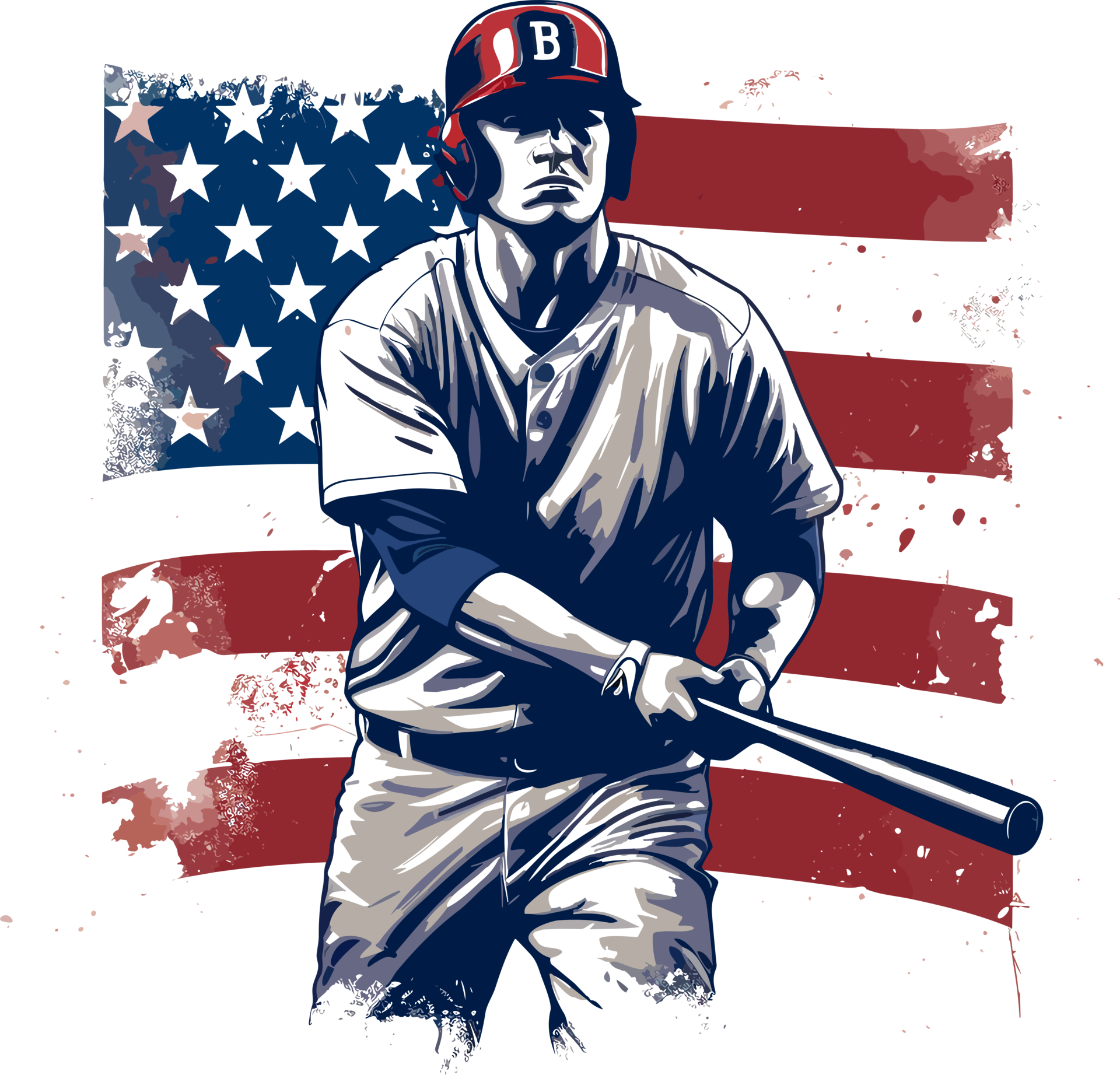 A Baseball Player In Front Of A USA Flag 26418205 PNG a-baseball-player-in-front-of-a-usa-flag-26418205-png