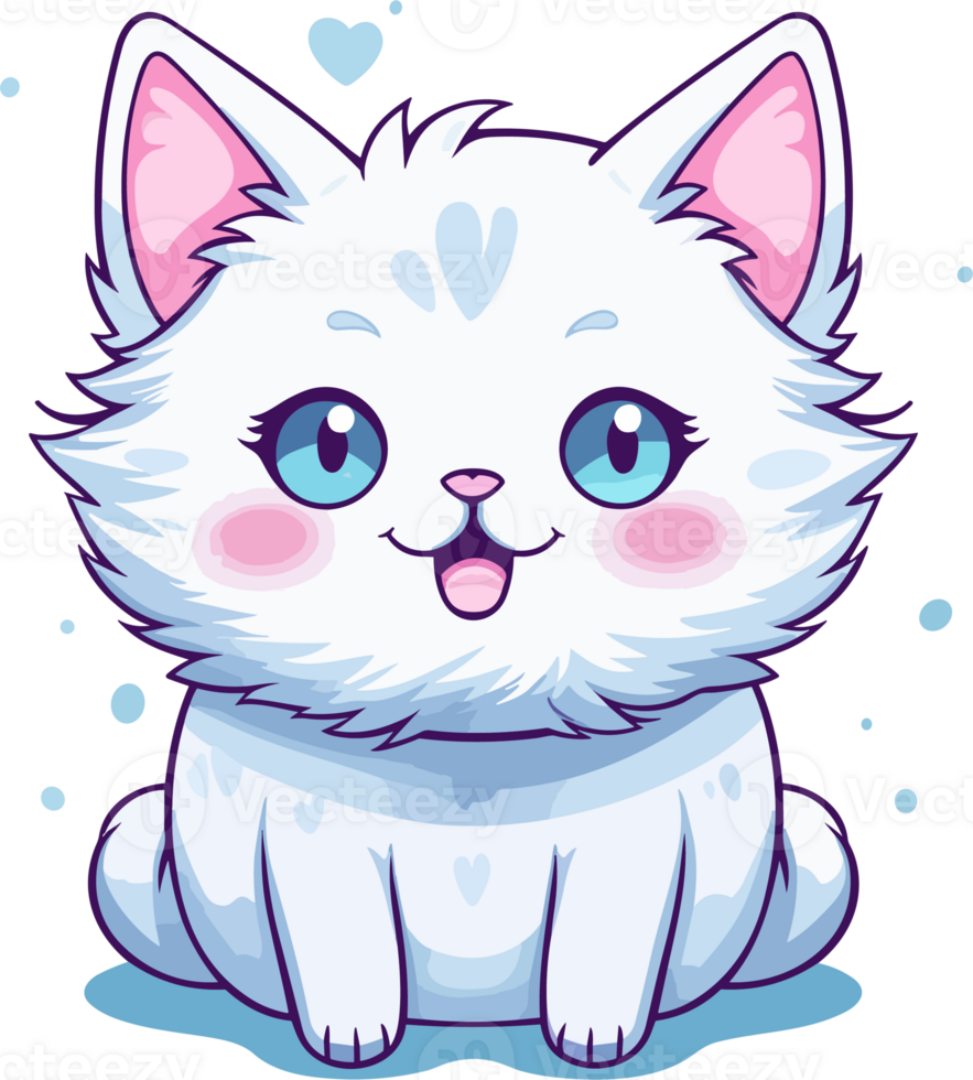 Kawaii cute happy Cat in clipart, Generative Ai png