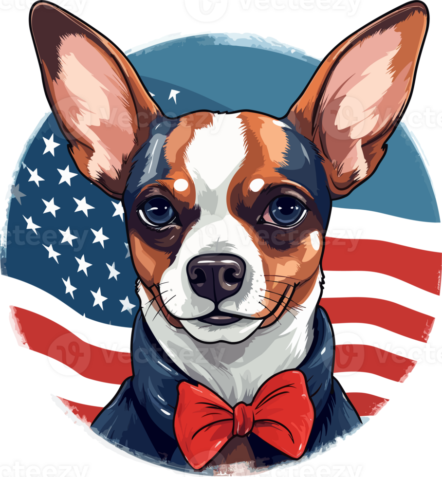 feliz cachorro atrás é a americano bandeira , camiseta projeto, ai generativo png