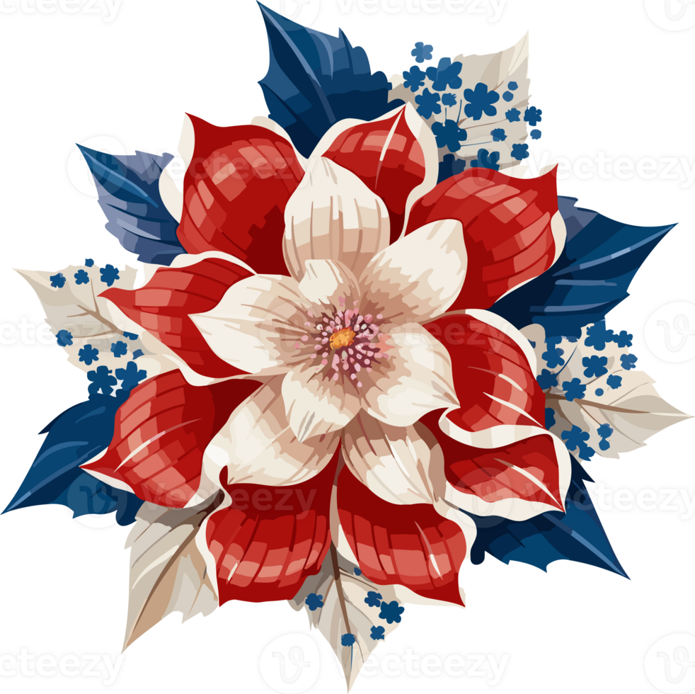 ett illustration, en patriotisk USA blomma, generativ ai png