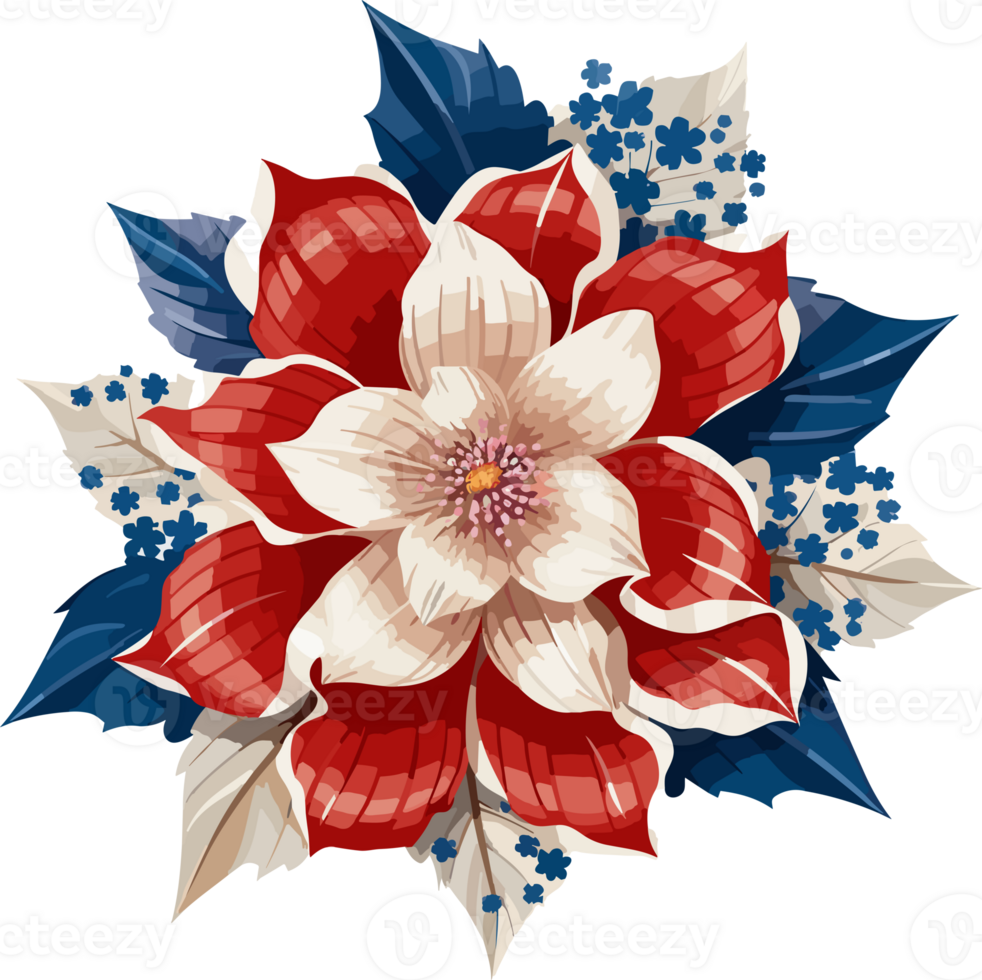 An illustration, a patriotic USA flower, png