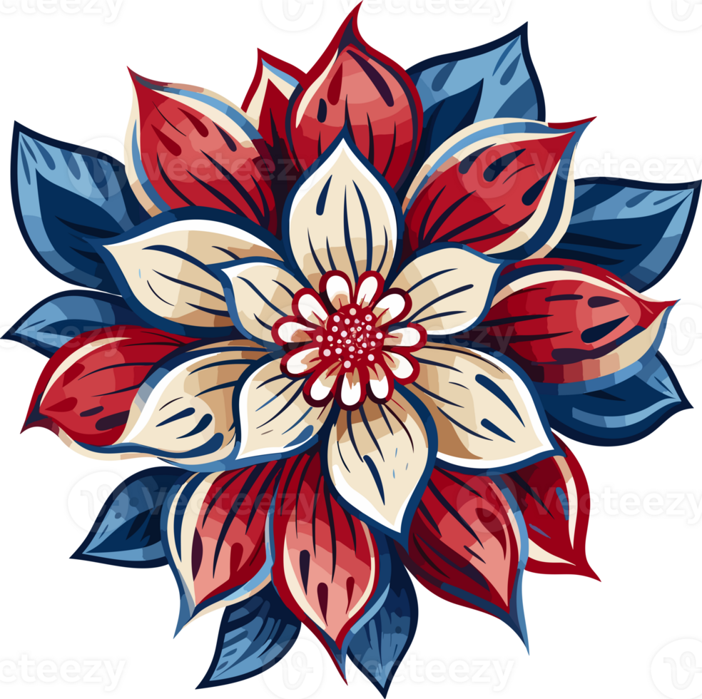 An illustration, a patriotic USA flower, png