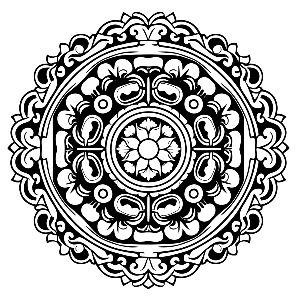 Vector mandala design, illustration mandala, coloring pages vector, Laser Cut Files, Generative Ai png