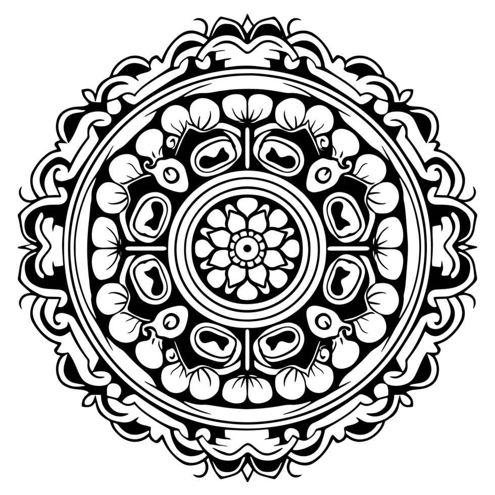 Vector mandala design, illustration mandala, coloring pages vector, Laser Cut Files, Generative Ai png