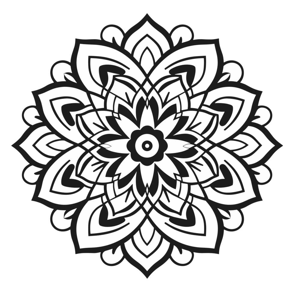 Simple coloring book image of Mandala , png