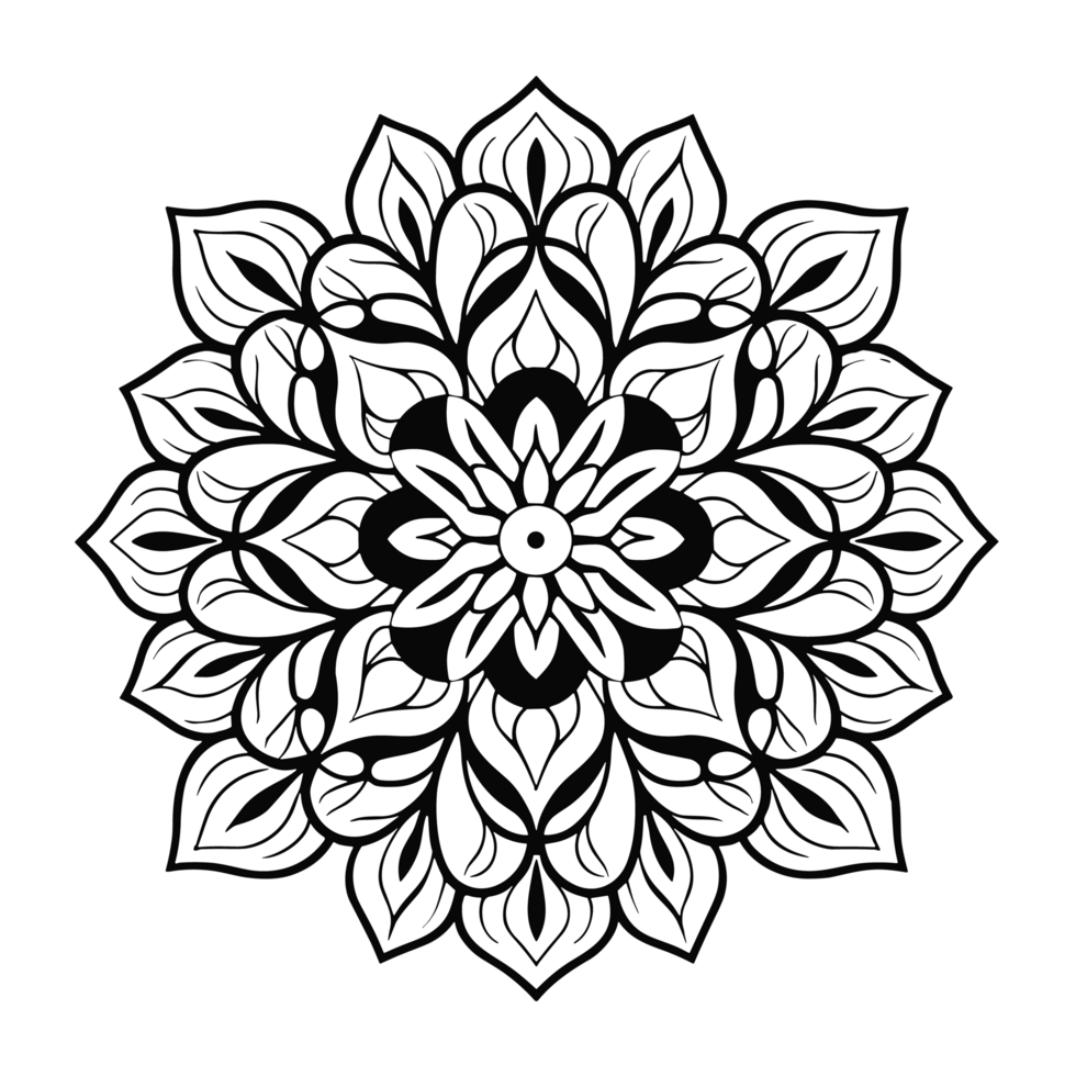 Simple coloring book image of Mandala , Generative Ai png