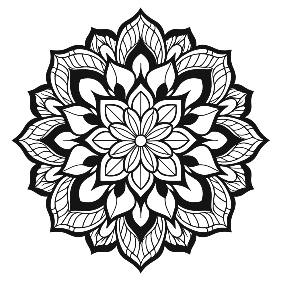 Simple coloring book image of Mandala , png