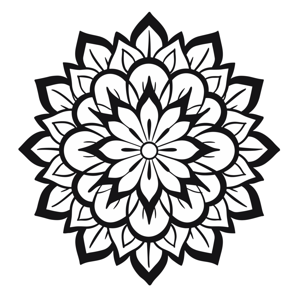 Simple coloring book image of Mandala , png