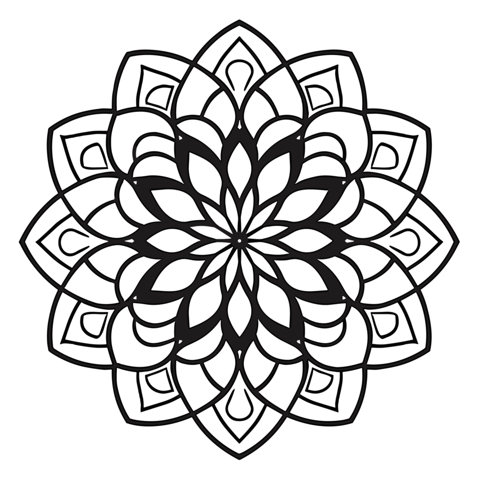 Simple coloring book image of Mandala , png