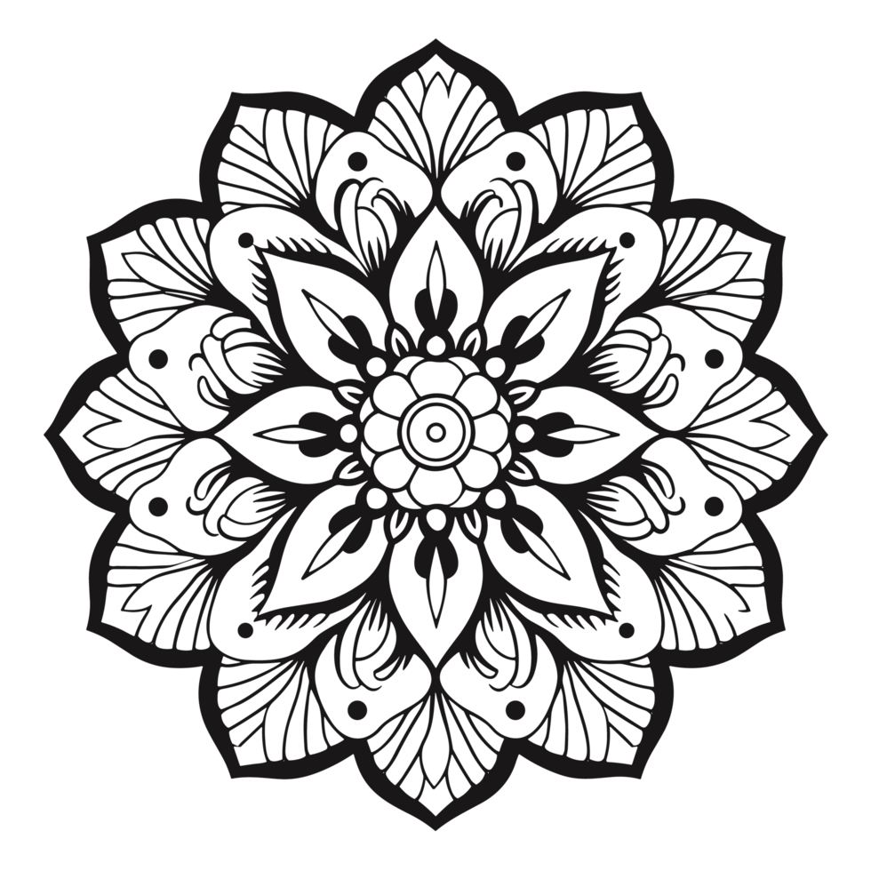 Simple coloring book image of Mandala , png