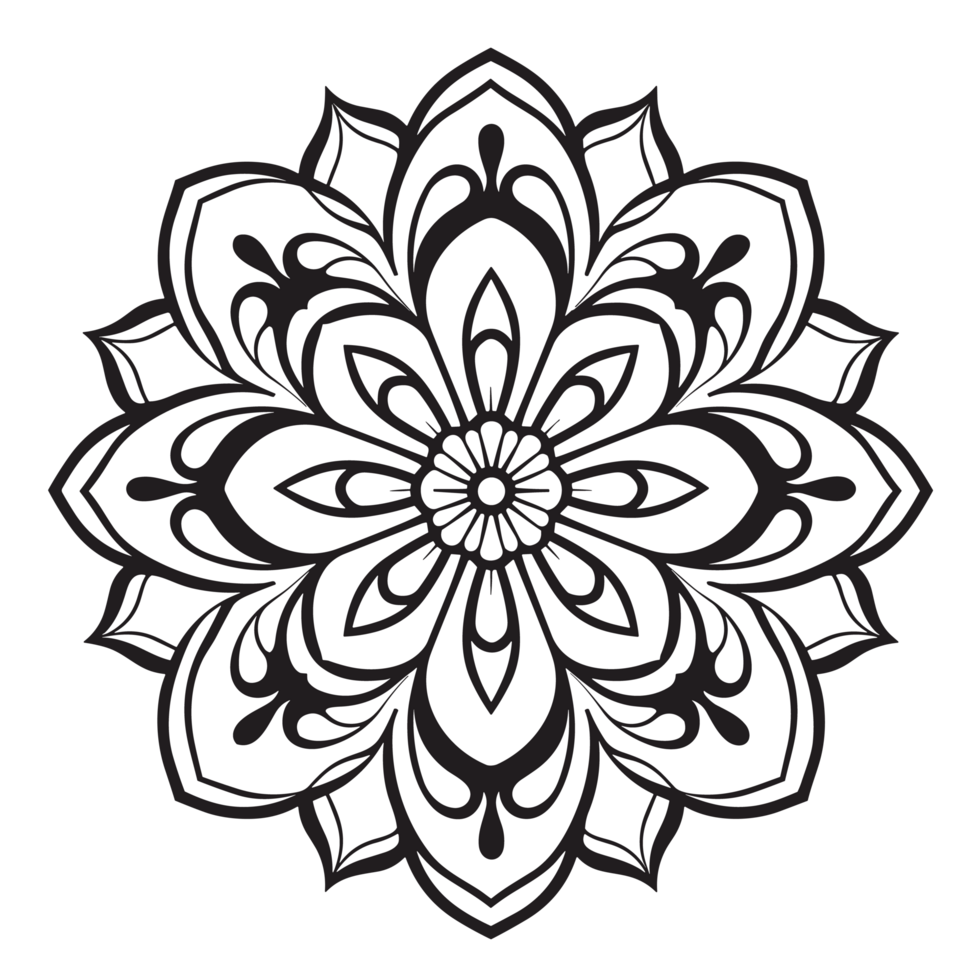 Simple coloring book image of Mandala , png