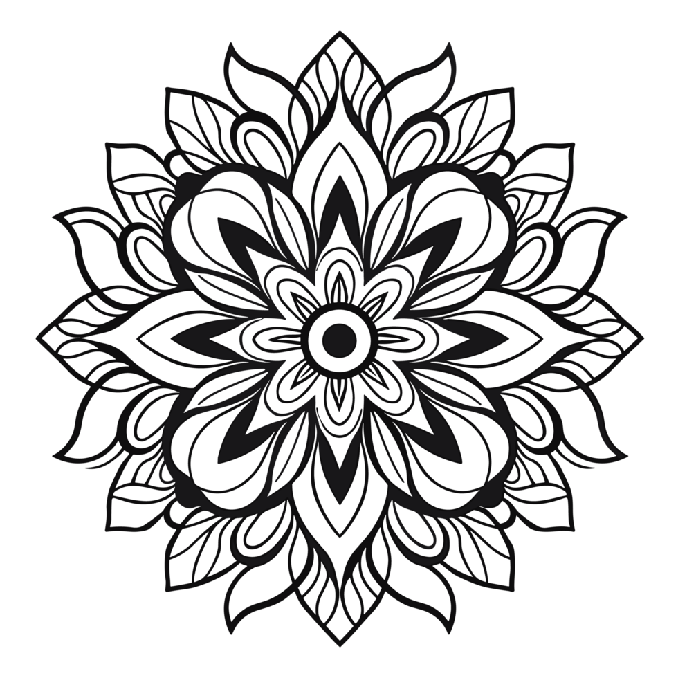 Simple coloring book image of Mandala , png