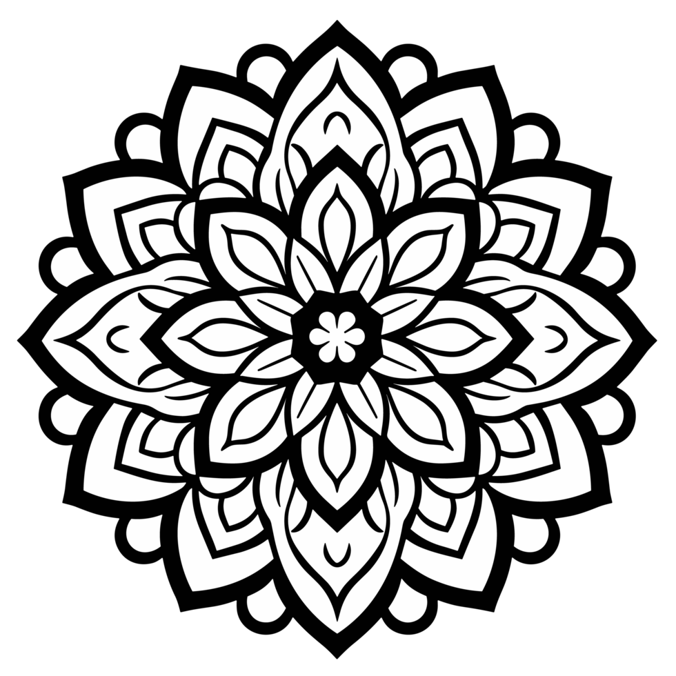 Simple coloring book image of Mandala , Generative Ai png