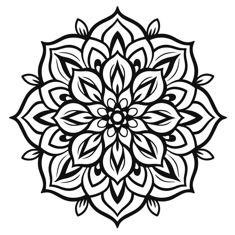 Simple coloring book image of Mandala , Generative Ai png