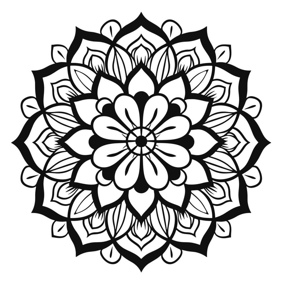 Simple coloring book image of Mandala , Generative Ai png