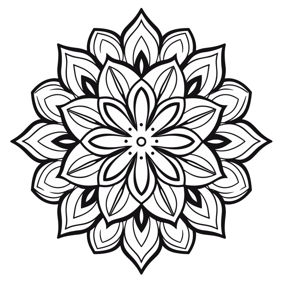 Simple coloring book image of Mandala , Generative Ai png