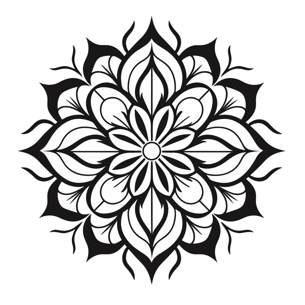 Simple coloring book image of Mandala , Generative Ai png