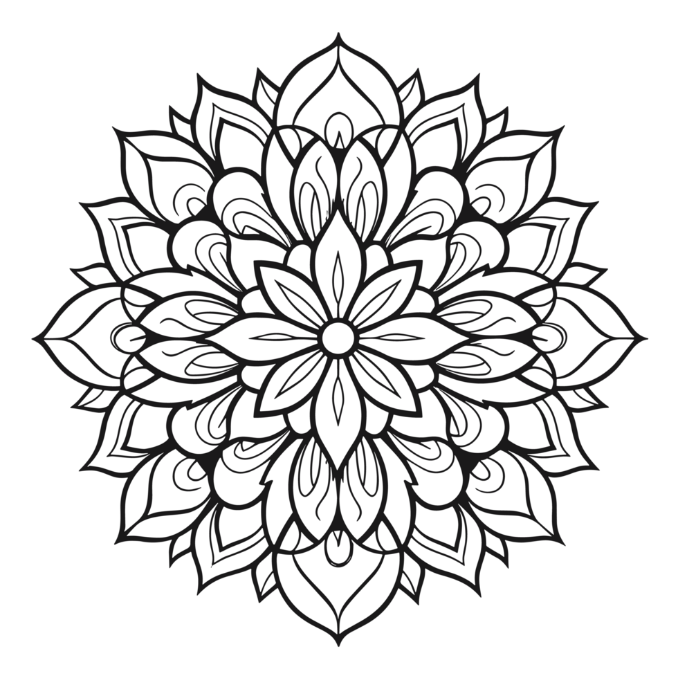 Simple coloring book image of Mandala , png