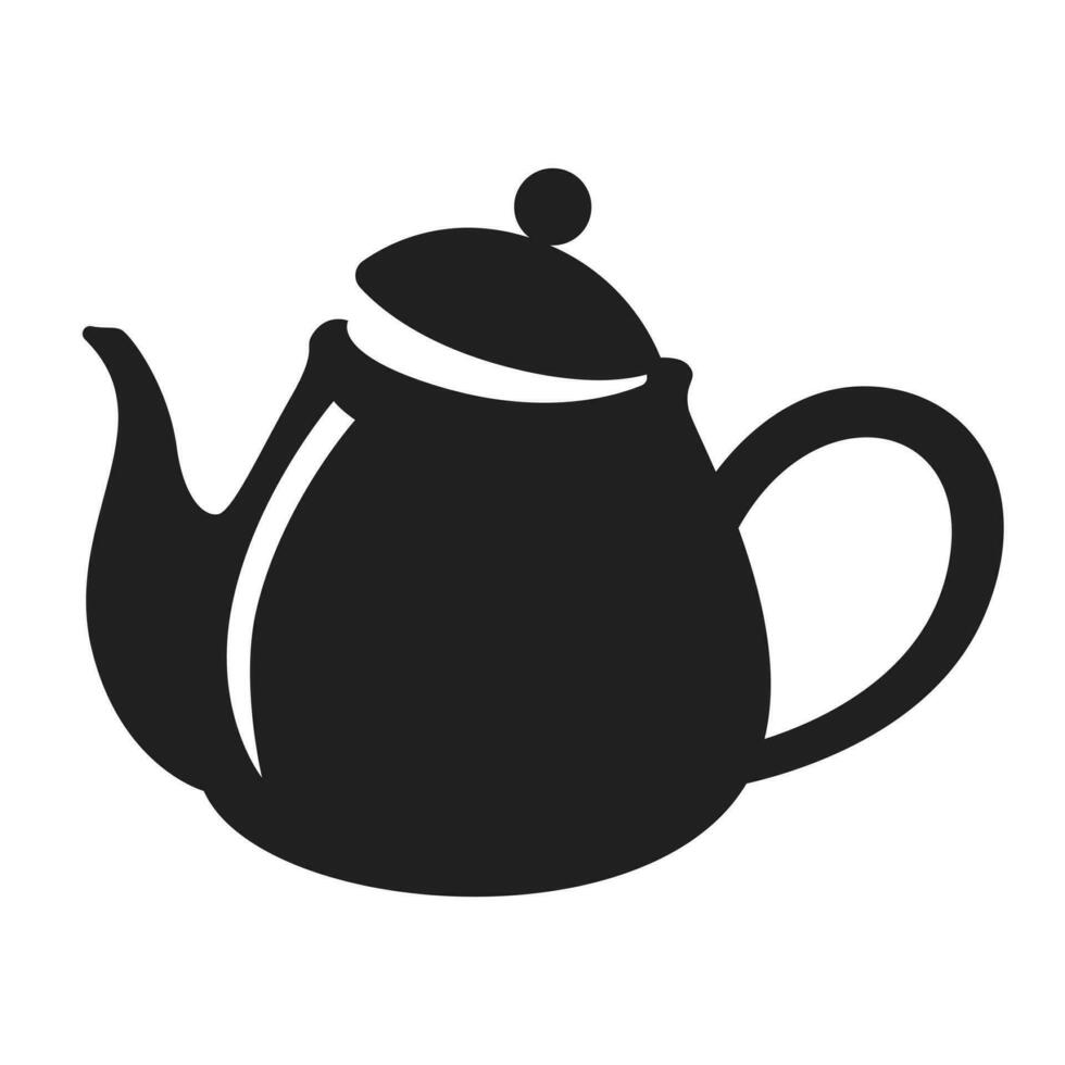Black teapot drawing, beverage symbol, kitchenware illustration vector