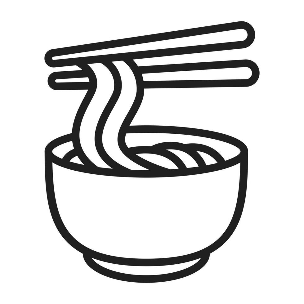 chopsticks picking up noodles vector