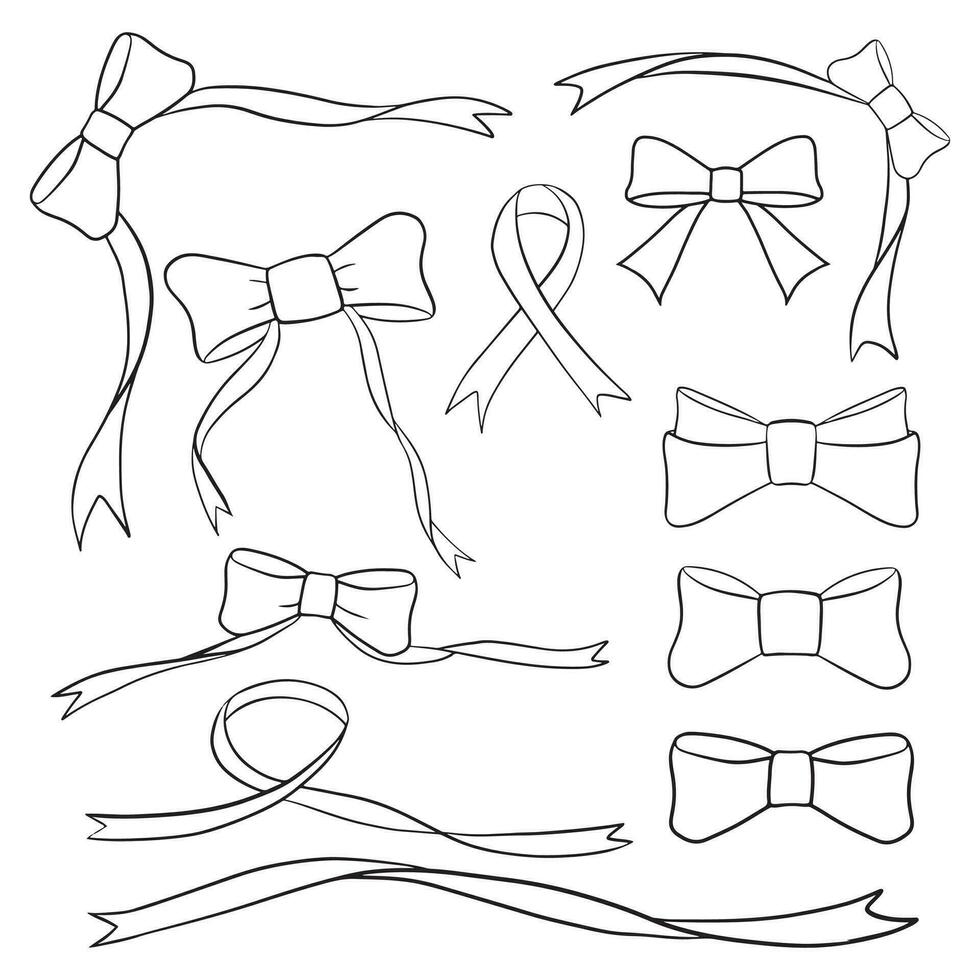 Ribbon outline vector collection