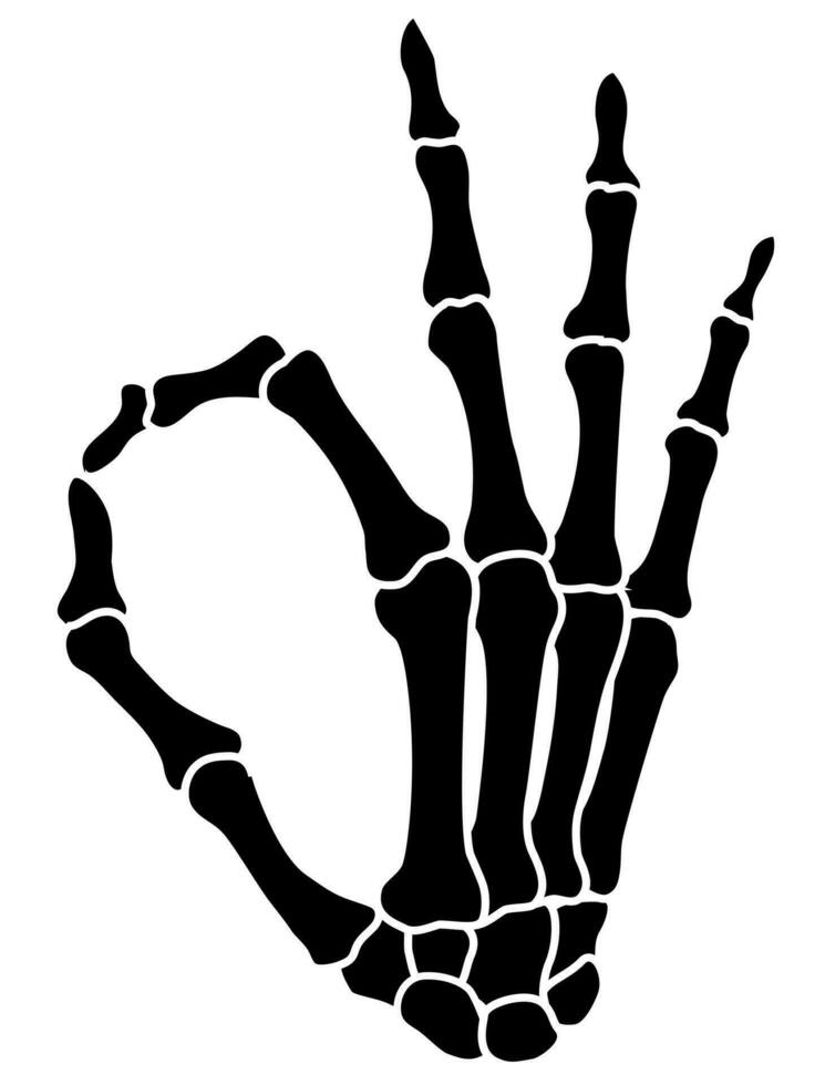 Skeleton finger OK hand sign illustrations vector